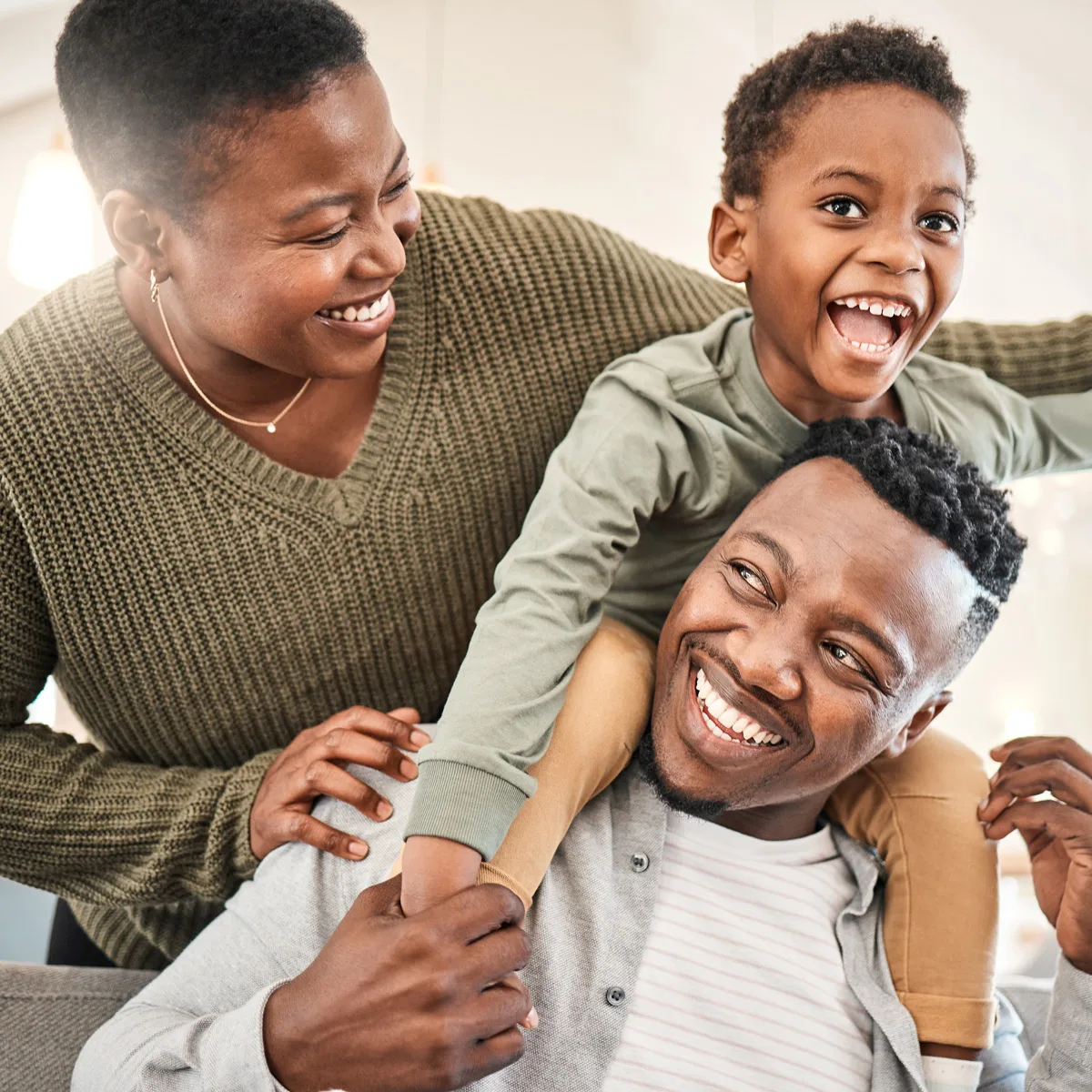 happy young family playing together