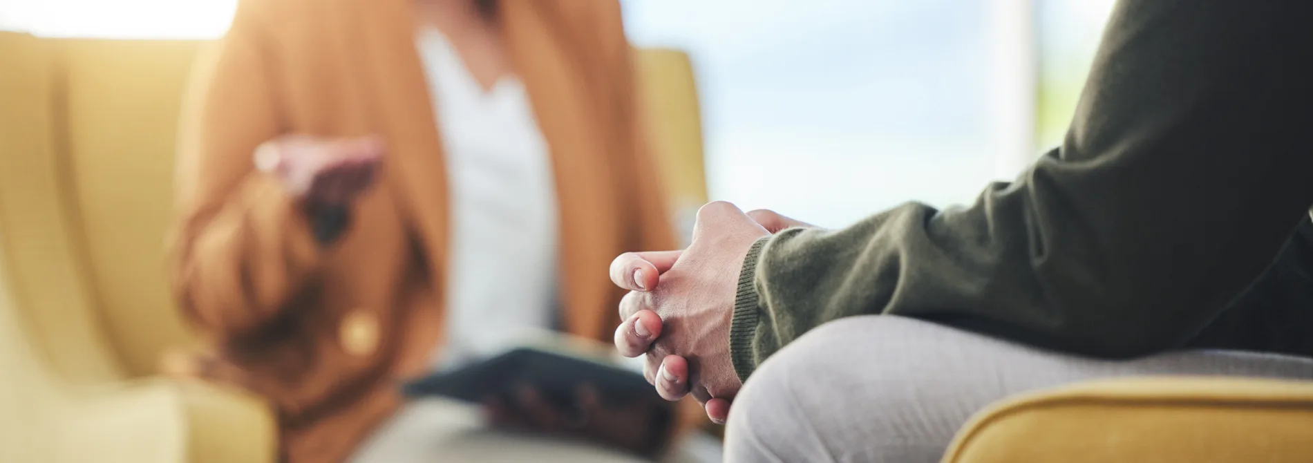 Therapist and patient talking